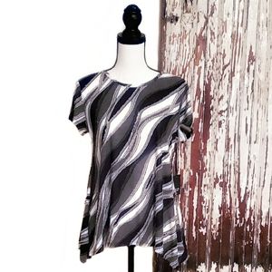 Simply Vera Vera Wang Textured Stripe Top Black Size S